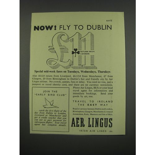 1949 Aer Lingus Irish Air Lines Ad - Now! Fly to Dublin