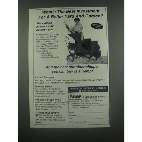 1991 Kemp Shredder/Chippers Ad - What's the best investment for a better yard an