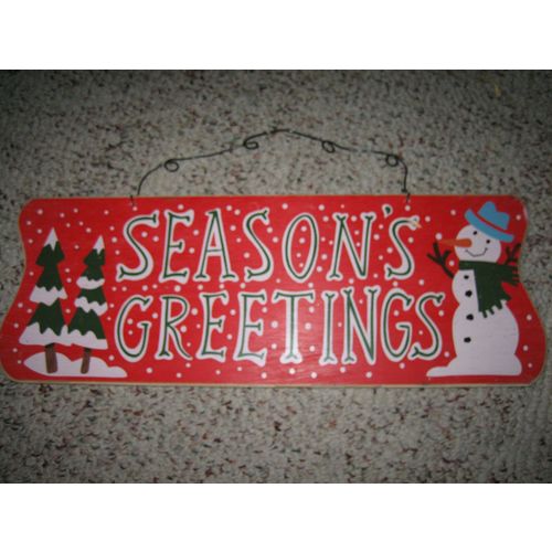 Holiday Season's Greeting Wall Hanging Christmas Plaque