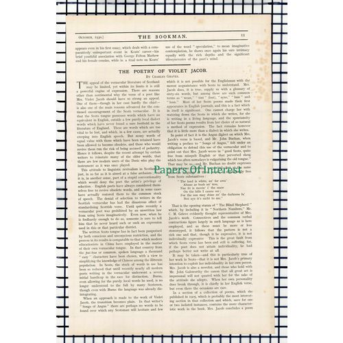 X1199) Violet Jacob Poet - 1930 Article