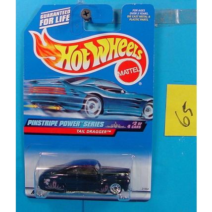 C65 HOT WHEELS PINSTRIPE SERIES TAIL DRAGGER #954 BLACK NEW ON CARD