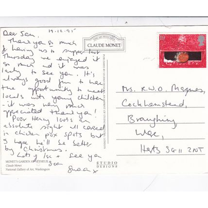 Claude Monet Garden at Vetheuil Postcard used VGC