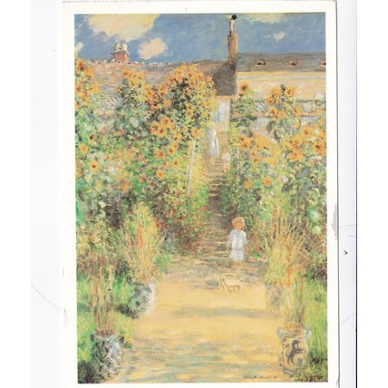 Claude Monet Garden at Vetheuil Postcard used VGC