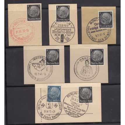 Germany 1937-41, Stationary & Postcard corners w/local cancels on Hindenburg.
