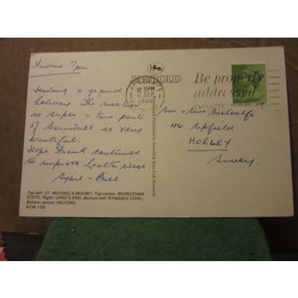 multiview, BEAUTY OF CORNWALL county used postcard by Jarrold 1980 pm =
