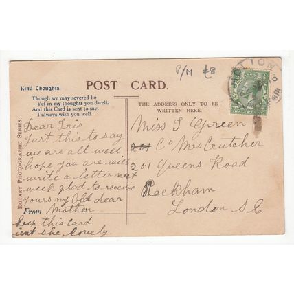 1916 Holton Rubber Single Ring Postmark on Postcard