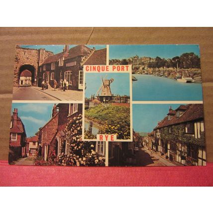 multiview, CINQUE PORT, RYE, EAST SUSSEX used postcard =