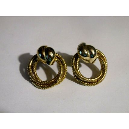 Twist Swirl Gold Plated Post Drop Earrings