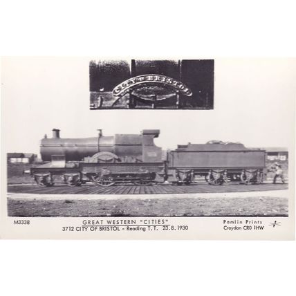 Great Western Cities City Of Bristol Train 3712 in 1930 Postcard