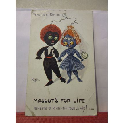 MASCOT'S FOR LIFE, NANETTE ET RINTINTIN dolls used vintage postcard =