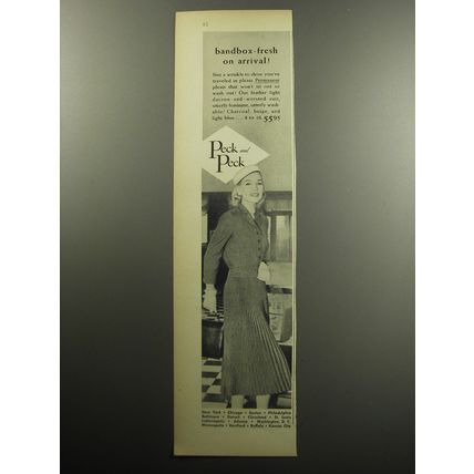 1957 Peck and Peck Suit Ad - bandbox-fresh on arrival