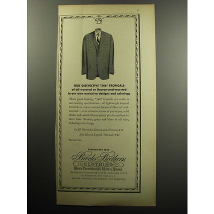 1957 Brooks Brothers Clothing Advertisement - Our distinctive 346 tropicals