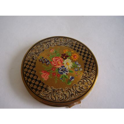 Vintage Mascot ASB Powder Compact Floral Bouquet A S Brown 1940s