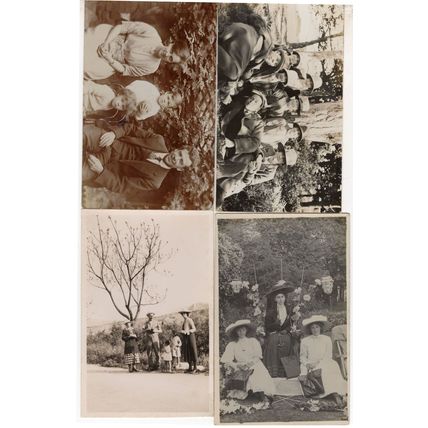 Interesting Country Rural Gatherings Crazy Hats 4x Old Postcard s
