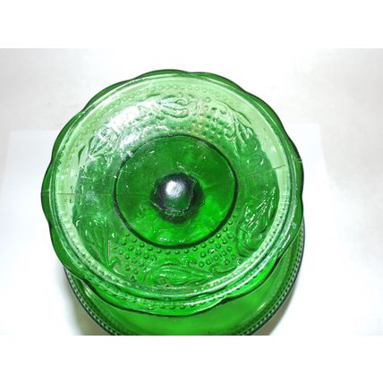 Mint Vintage E.O. Brody Green Glass Pedestal Compote Candy Dish M6000