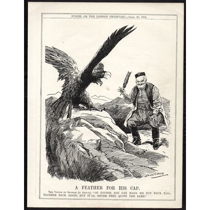 A FEATHER FOR HIS CAP 1913 Leonard Raven-Hill - Balkan Wars PUNCH CARTOON PAGE