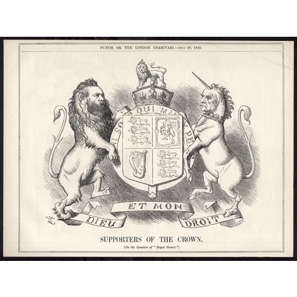 SUPPORTERS OF THE CROWN 1889 Sir John Tenniel - Edward VII PUNCH CARTOON PAGE