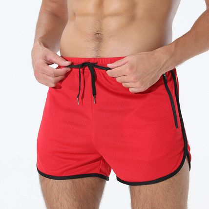 Male Men Trunks Solid Sports Shorts Stretch Summer Running Shorts Short Pants