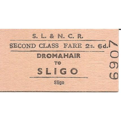 Sligo Leitrim & Northern Counties Railway Edmondson Ticket - Dromahair to Sligo