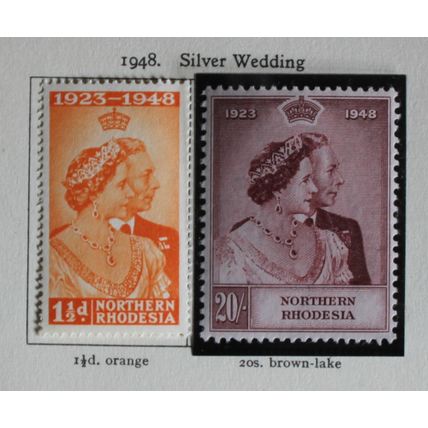 NORTHERN RHODESIA KGVI 1948 SG48/49 Silver Wedding Set Mint - 20/- Unmounted