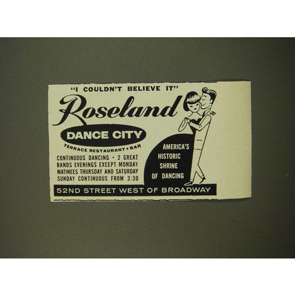 1961 Roseland Dance City Advertisement - I couldn't believe it