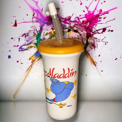 Vintage Disney Aladdin Cup with Lid by Short Sport 6" tall MNT