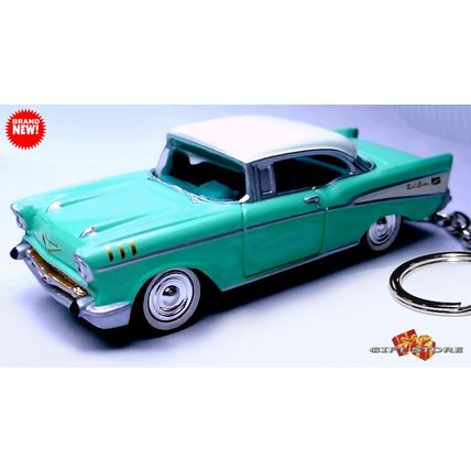 RARE CUSTOM KEYCHAIN 57/1957 MINT GREEN CHEVY BEL AIR