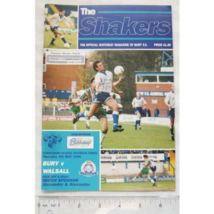 1995 programme Bury FC v. Walsall