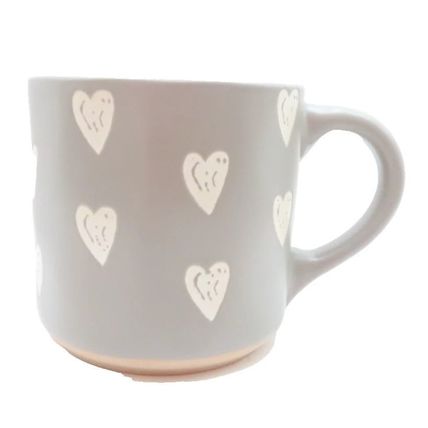 Grey Mug White Heart Pattern 9 CM Gift Tableware Home Decor Kitchen Gift