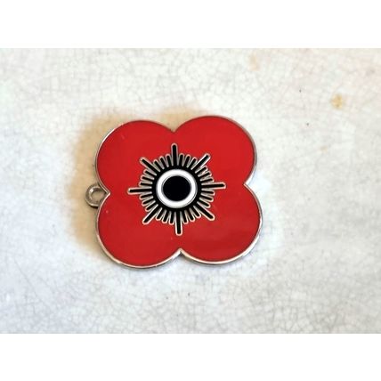 Large Red Flower Pendant, Metal Enamel Poppy