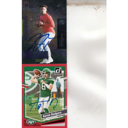 JUSTIN FIELDS ROOKIE & AARON RODGERS AUTO 2021/23 NEW YORK JETS QB'S NOW & THEN