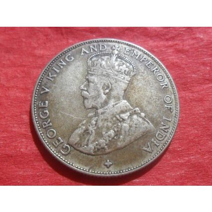 1920 George V 50 Cents - Straits Settlements, India.