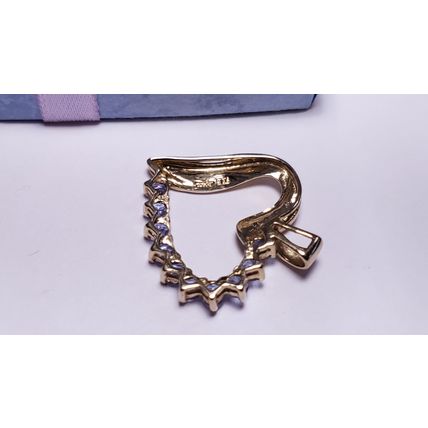 Estate .44cttw Natural Tazanite/Diamond Polished 10Kt Y/Gold Heart Pendant#22496