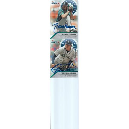 RANDY JOHNSON & FELIX HERNANDEZ AUTO 2016 SEATTLE MARINERS WORLD CHAMP PITCHERS