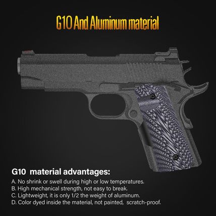 DARKFANG Compact/Full Size 1911 Laser Grip with Ambi Safety Cut, G10 1911 Laser