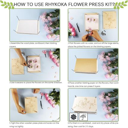Rhykoka Professional Flower Press, 8 Layers 6.3X8.3 Inch (16X21Cm) Wooden Flower