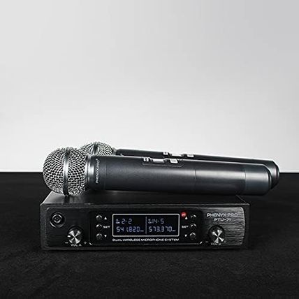 Phenyx Pro Wireless Microphone System, Dual Wireless Mics,W/ 2 Handhelds, Auto S