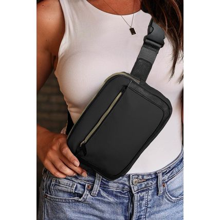 Black Minimalist Multi-zipped Crossbody Bag