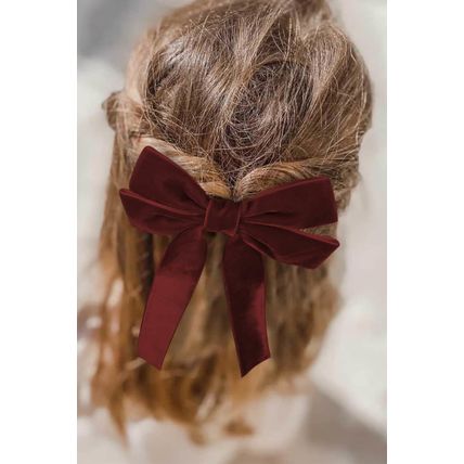 Red Sandalwood Velvet Bowknot Frenchy Girl Fashion Hair Clip