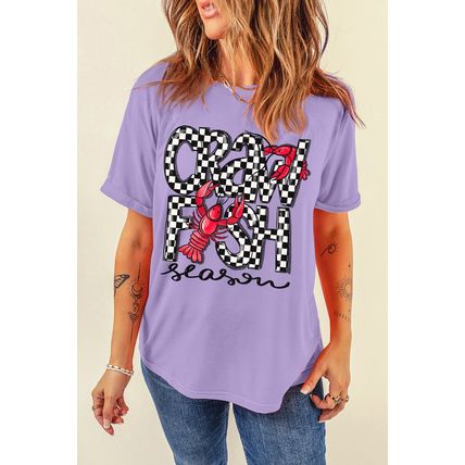 Wisteria Craw Fish Season Graphic Short Sleeve Top