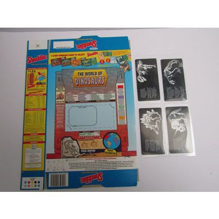 Nestle 1997 Shreddies X-Ray Dinosaurs Cereal Box & Set of 4 Cards