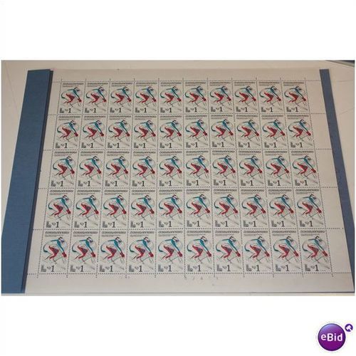 CZECHOSLOVAKIA 1980 WINTER OLYMPICS LAKE PLACID SHEET OF 50 STAMPS MNH