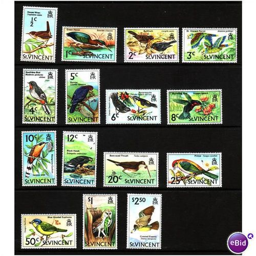 ST VINCENT 1970 BIRDS 1/2c .. $2.50 SG 285/299 SET 15 VALS U/M MINT