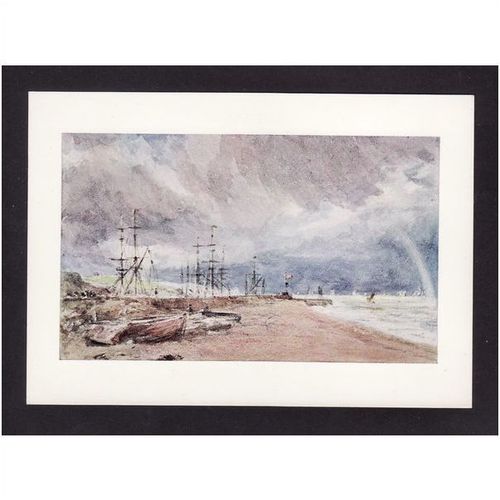 ART POSTCARD - A Seaport, with a storm passing. John Constable