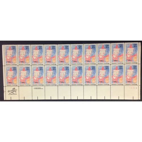 US Stamp #2108 mint: 1984 20c Season's Greetings - MNH plate block of 20