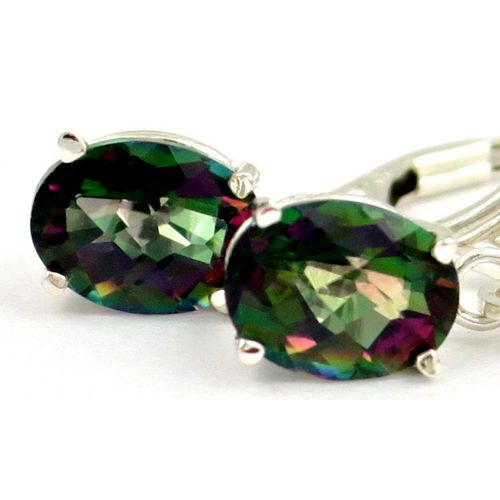 Mystic Fire Topaz, 925 Sterling Silver Leverback Earrings, SE007