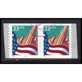 Used 3281c 33c U.S. Flag Over City Very Fine CNP Left 4443 PA2086