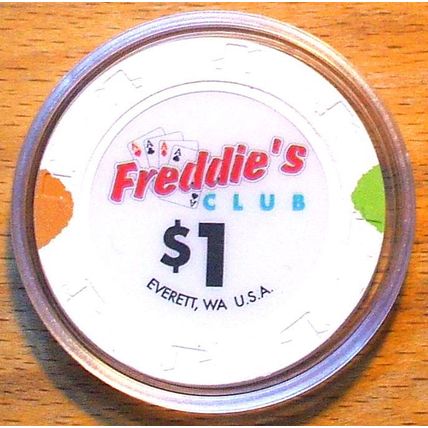 Freddie's Club $1. CASINO CHIP - Card Room - Everett, Washington