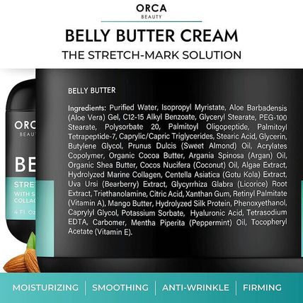 Orca Beauty Belly Butter-Moisturizing Cream for Pregnancy+Stretch Marks-4 fl. oz