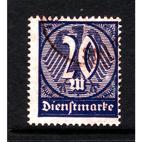GERMANY 1923 OFFICIAL SG O251 20M BLUE / CARMINE FINE USED